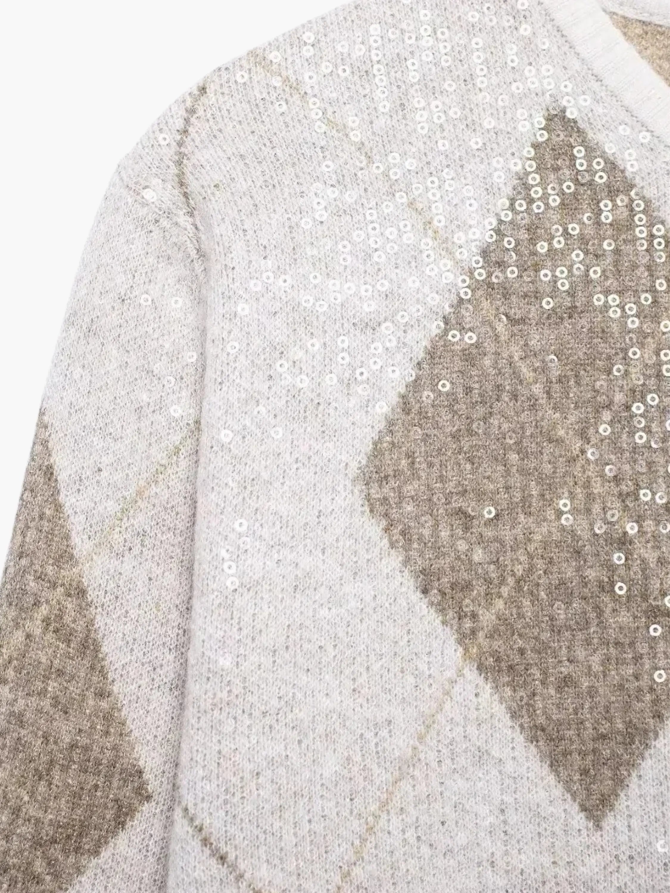 Argyle Pattern Knitted Cardigan