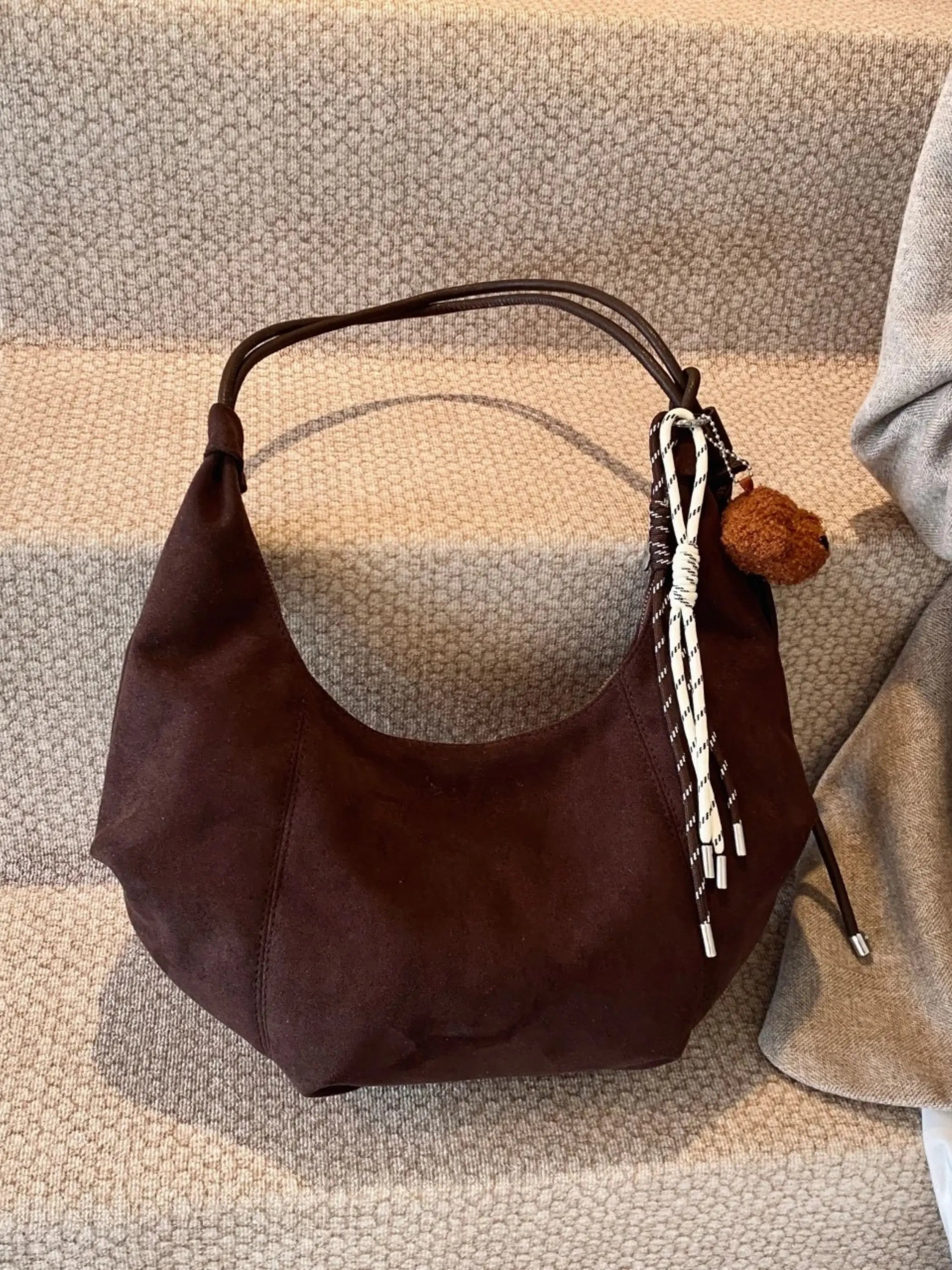 Boho-Chic Hobo Bag with Playful Charm