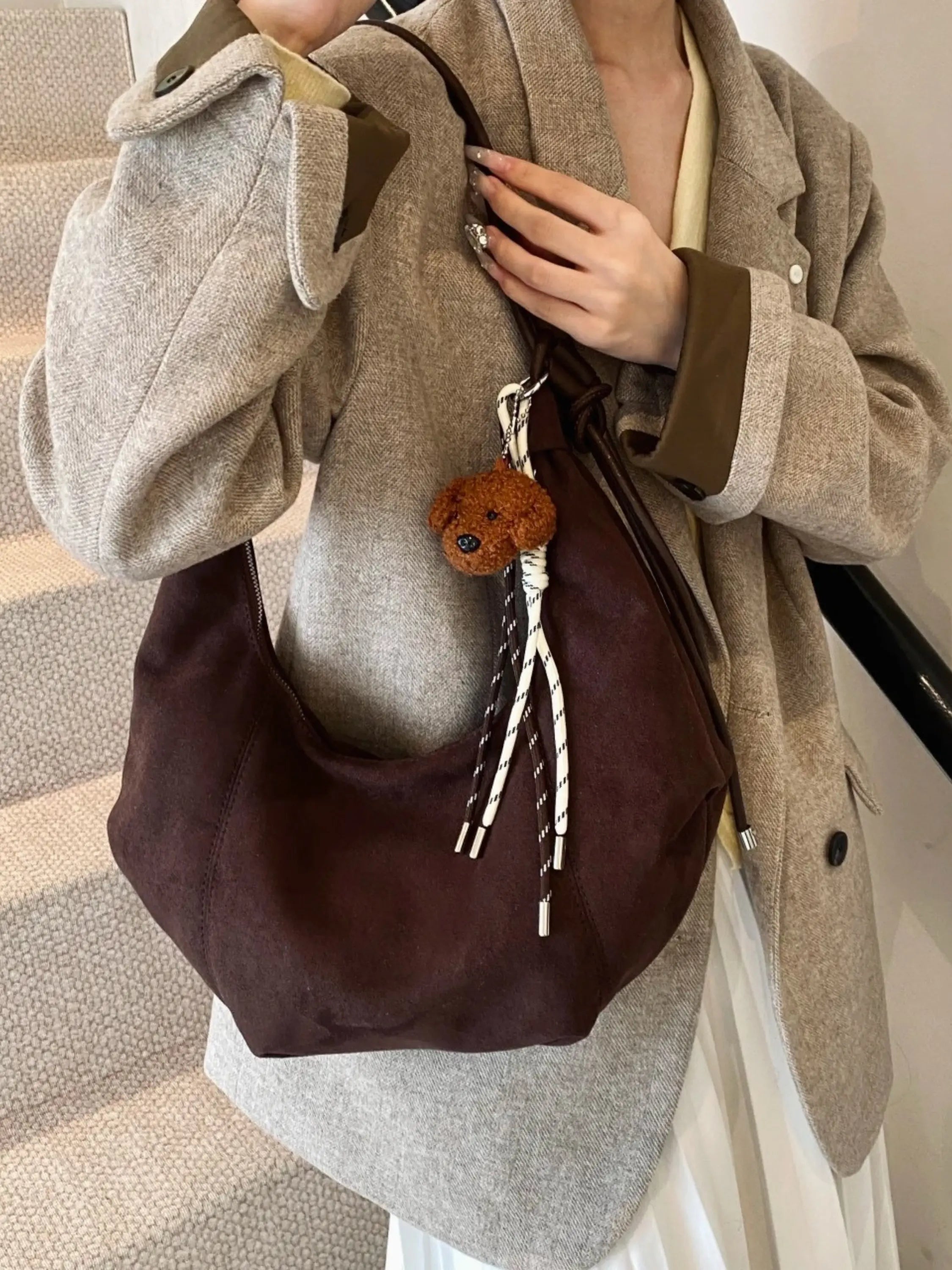 Boho-Chic Hobo Bag with Playful Charm