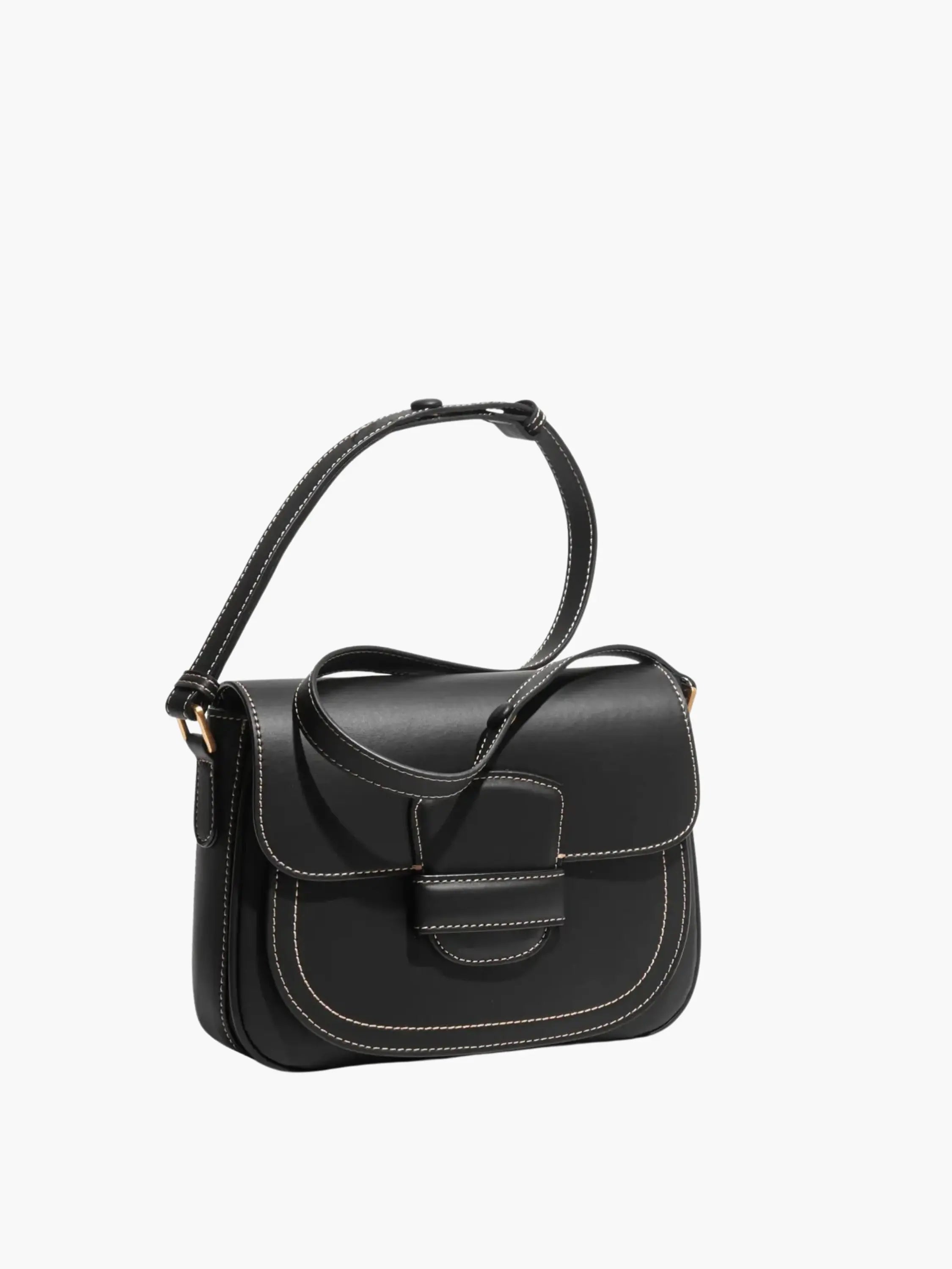 Beige Structured Shoulder Bag with Adjustable Strap