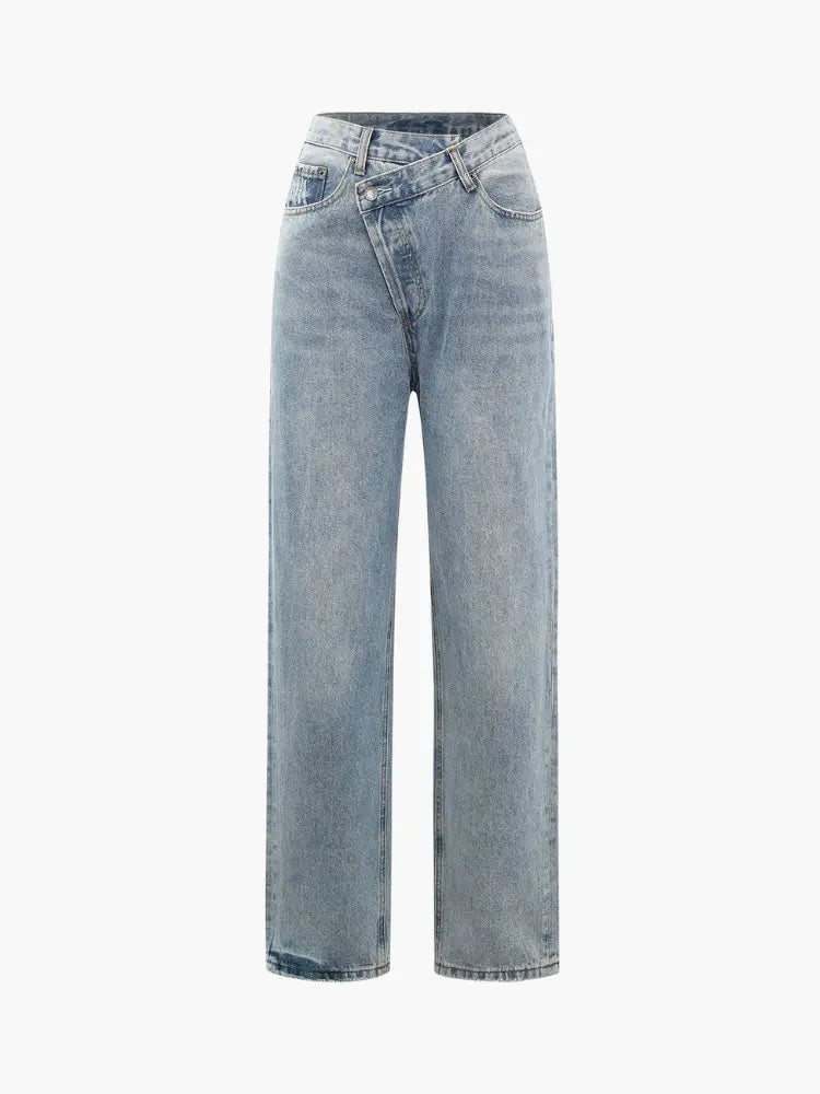 High-Waisted  Jeans Asymmetric with Wide-Leg