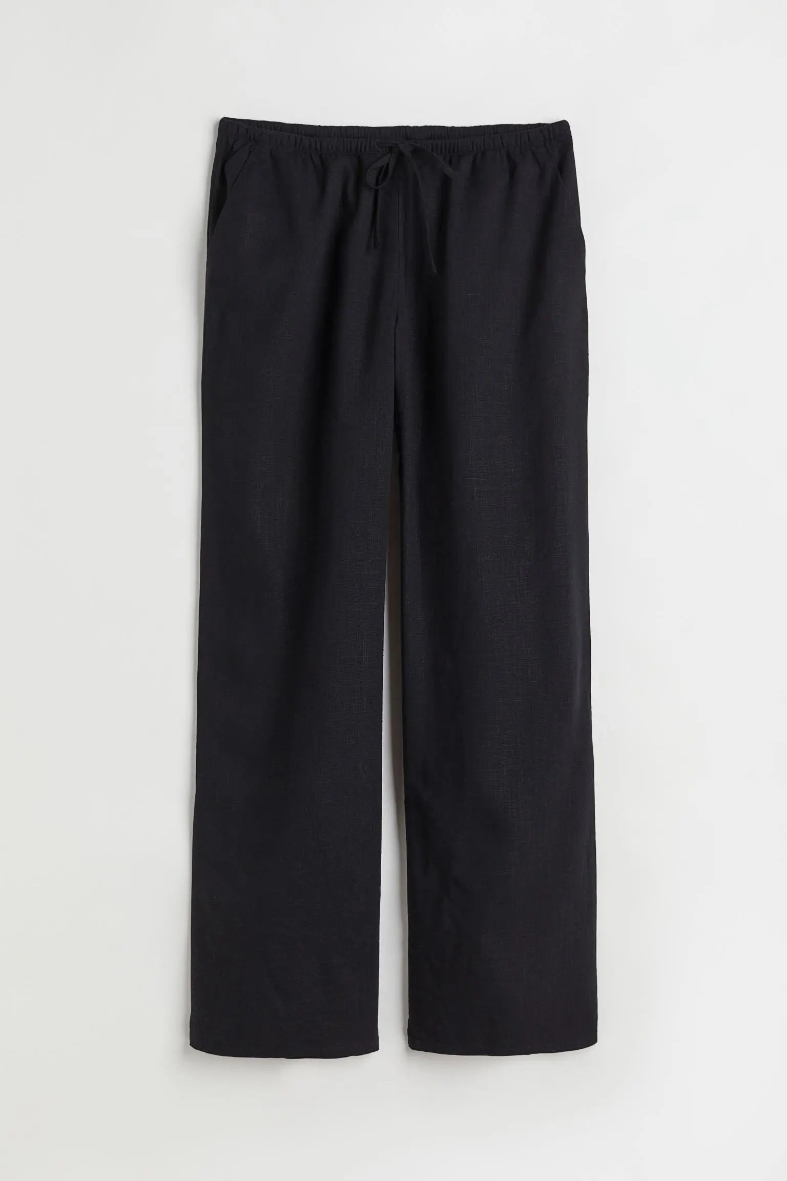 Relaxed Fit White Linen Drawstring Pants