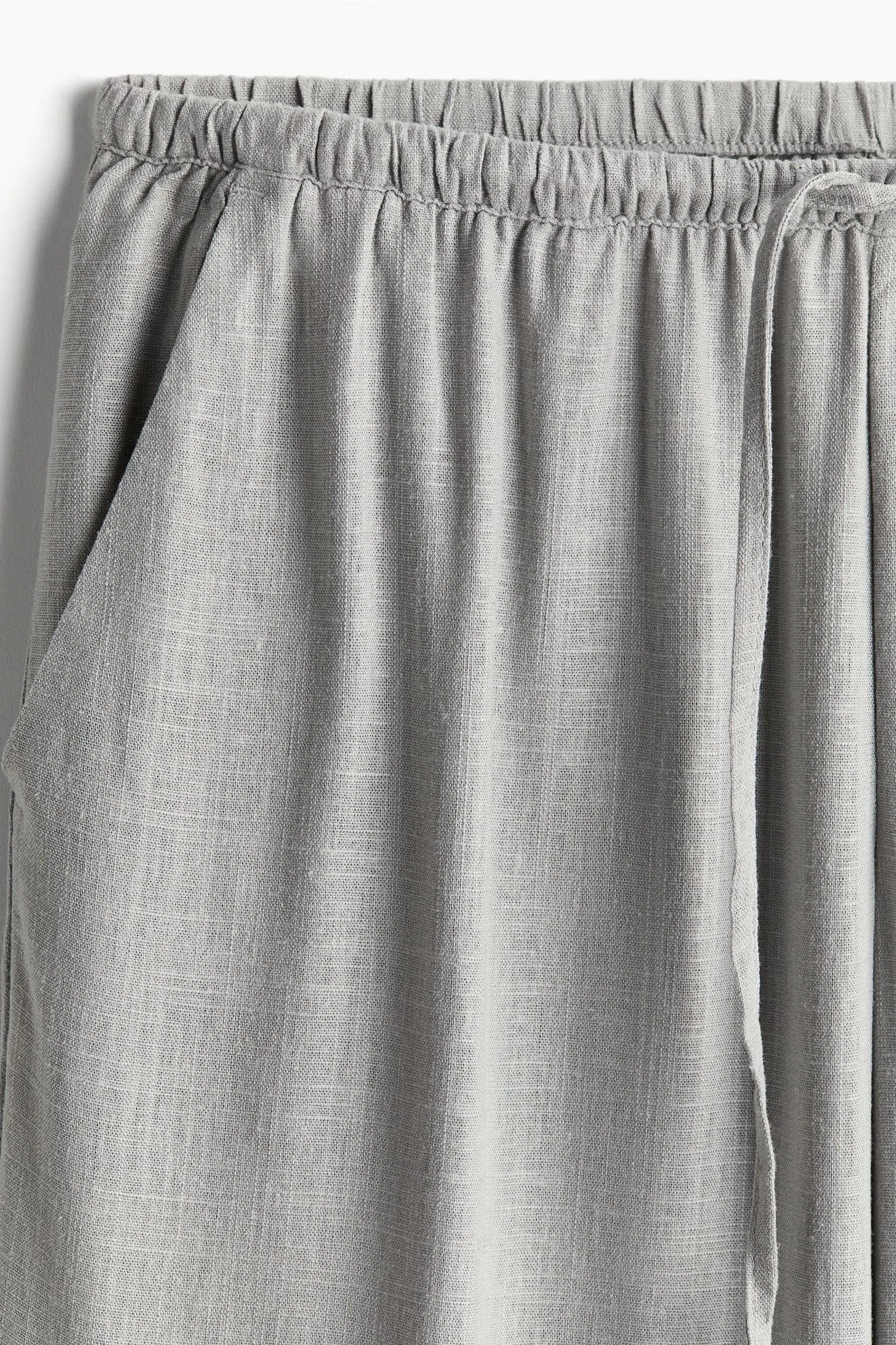 Relaxed Fit White Linen Drawstring Pants