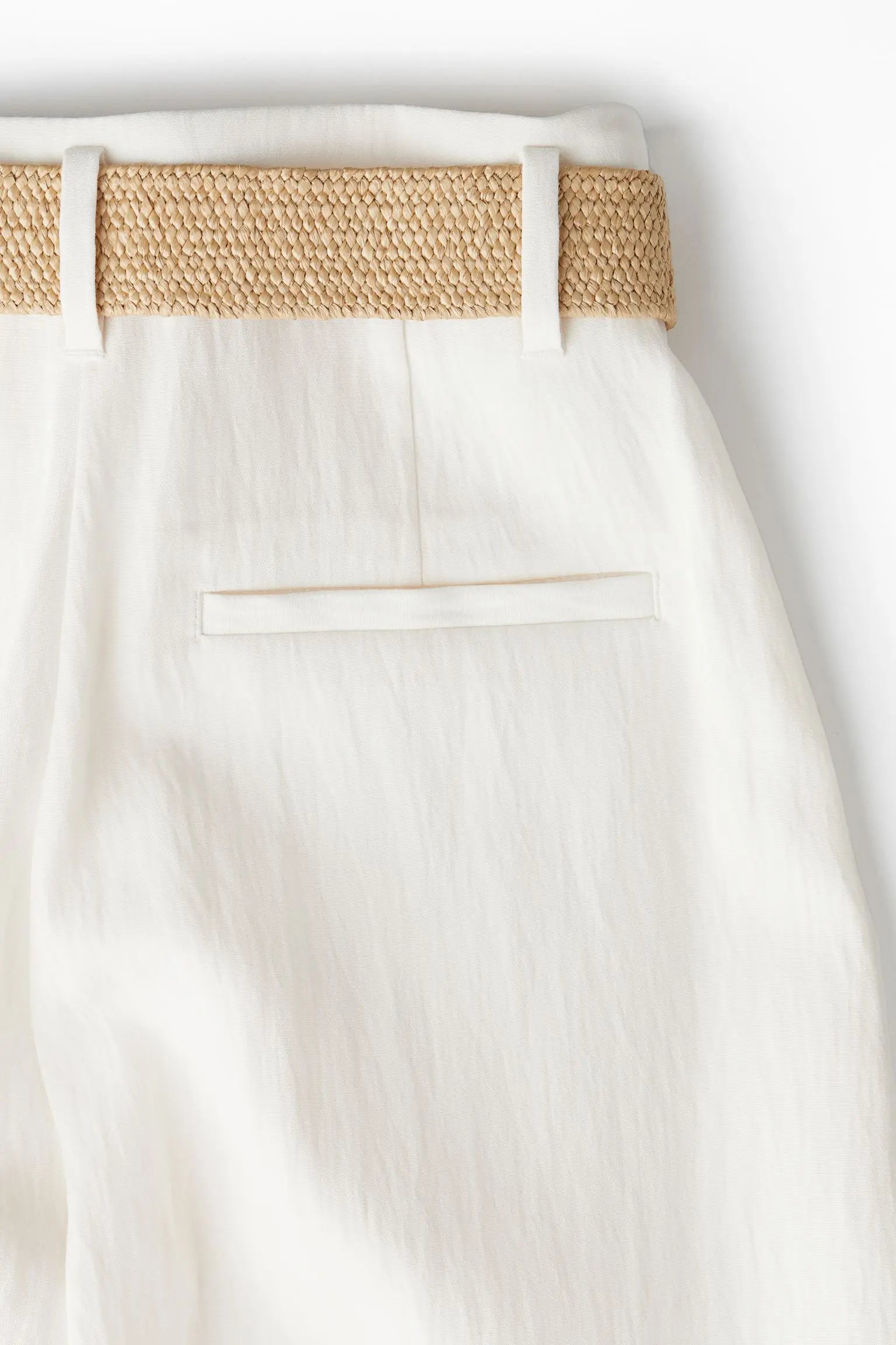 High-Waisted Wide-Leg Palazzo Pants with Woven Belt