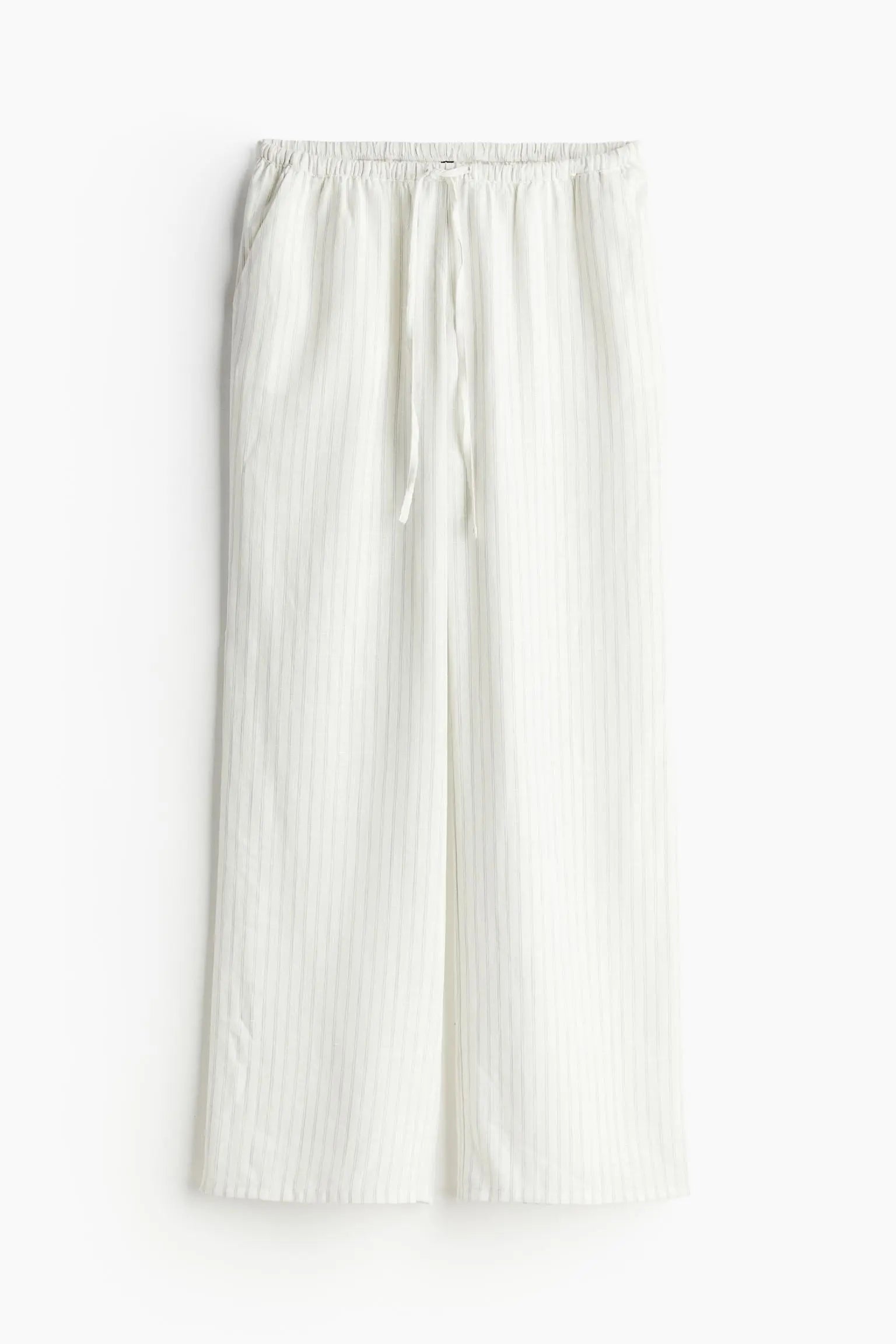Relaxed Fit White Linen Drawstring Pants