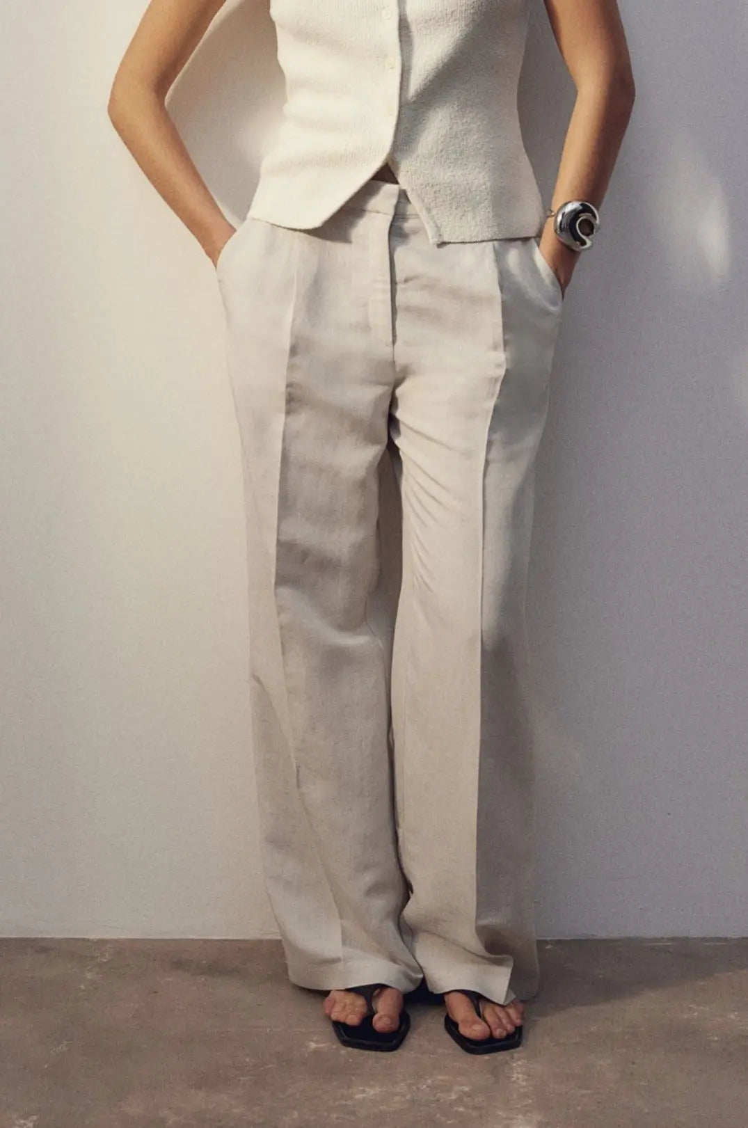 Wide-Leg Linen Trousers