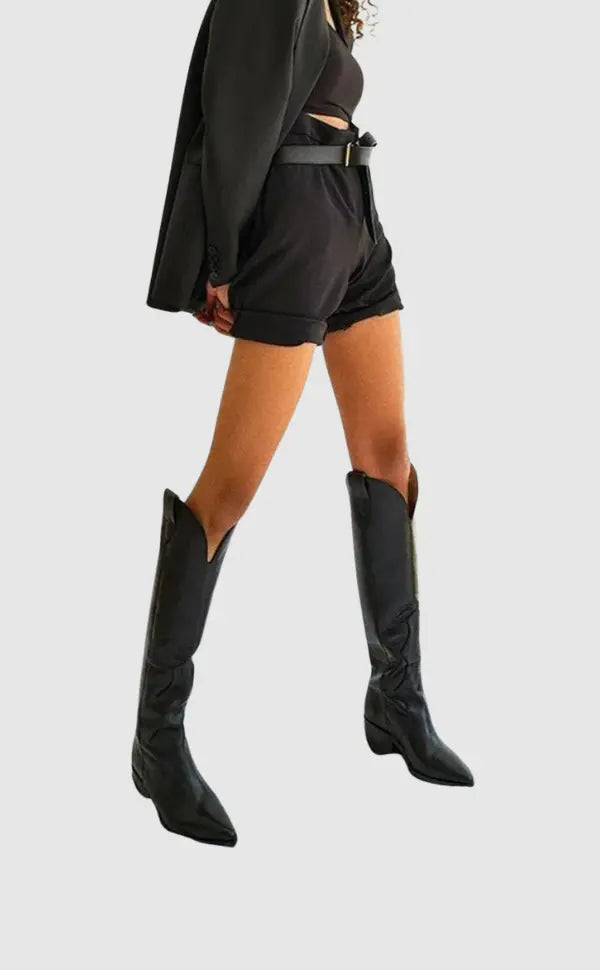 Classic Western Knee-High Boots - Sleek and Timeless
