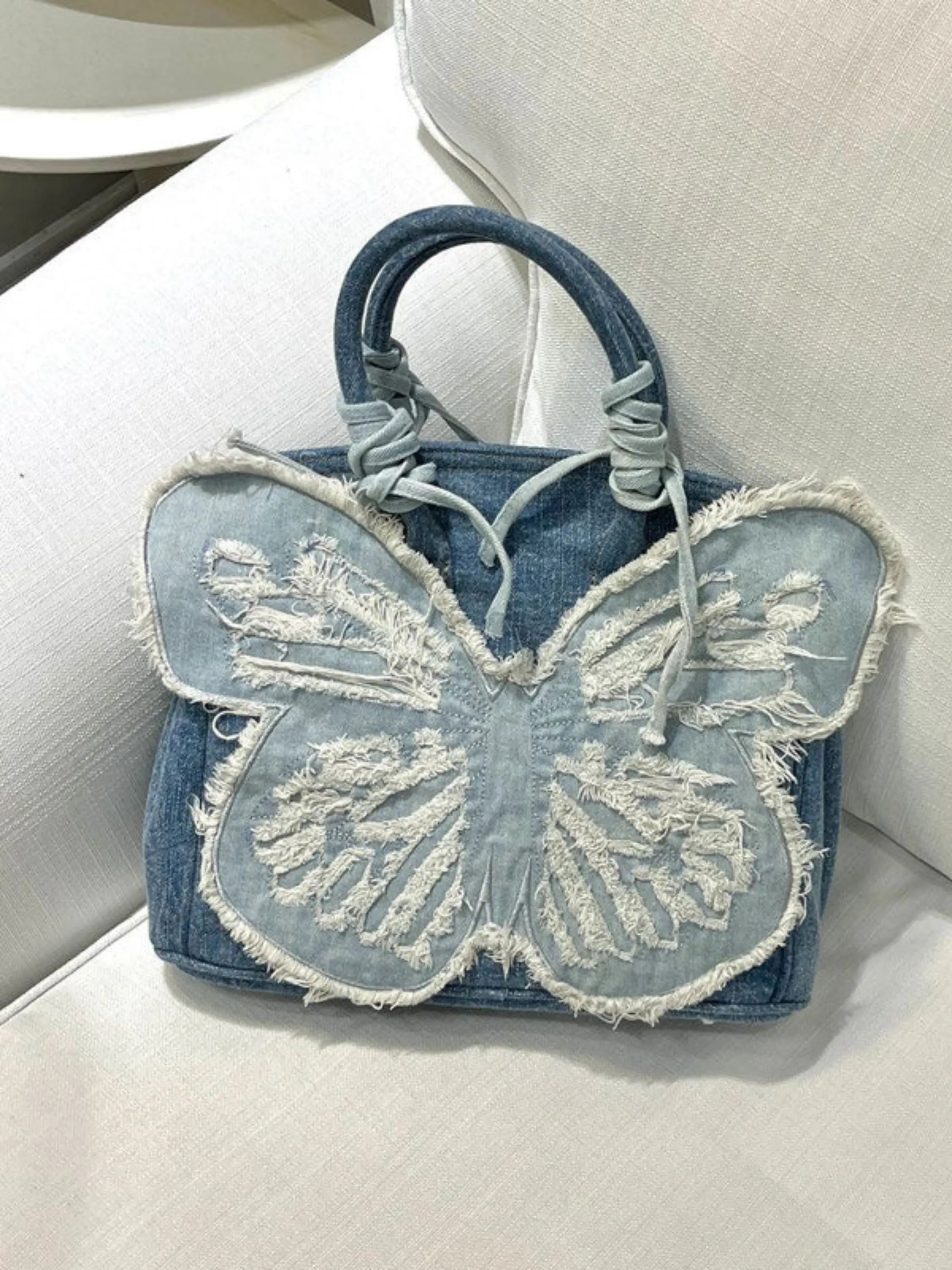 Denim Butterfly Tote Bag
