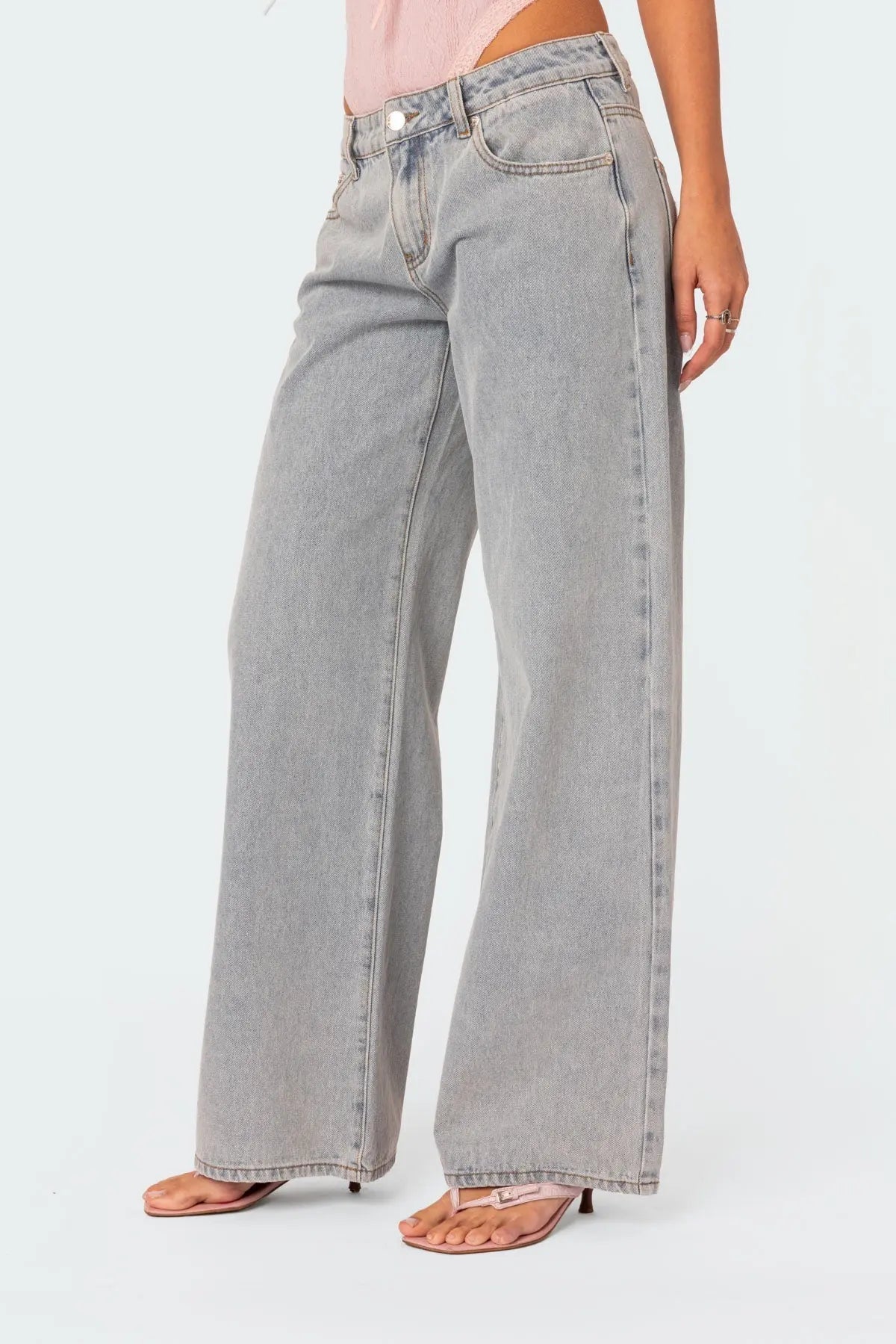 Effortless Light Gray Wide-Leg Denim