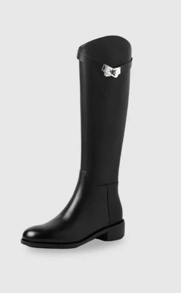 Equestrian-Inspired Riding Boots with Buckle Detail - Elegant and Sophisticated