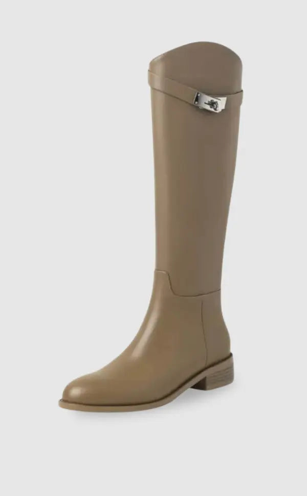 Equestrian-Inspired Riding Boots with Buckle Detail - Elegant and Sophisticated