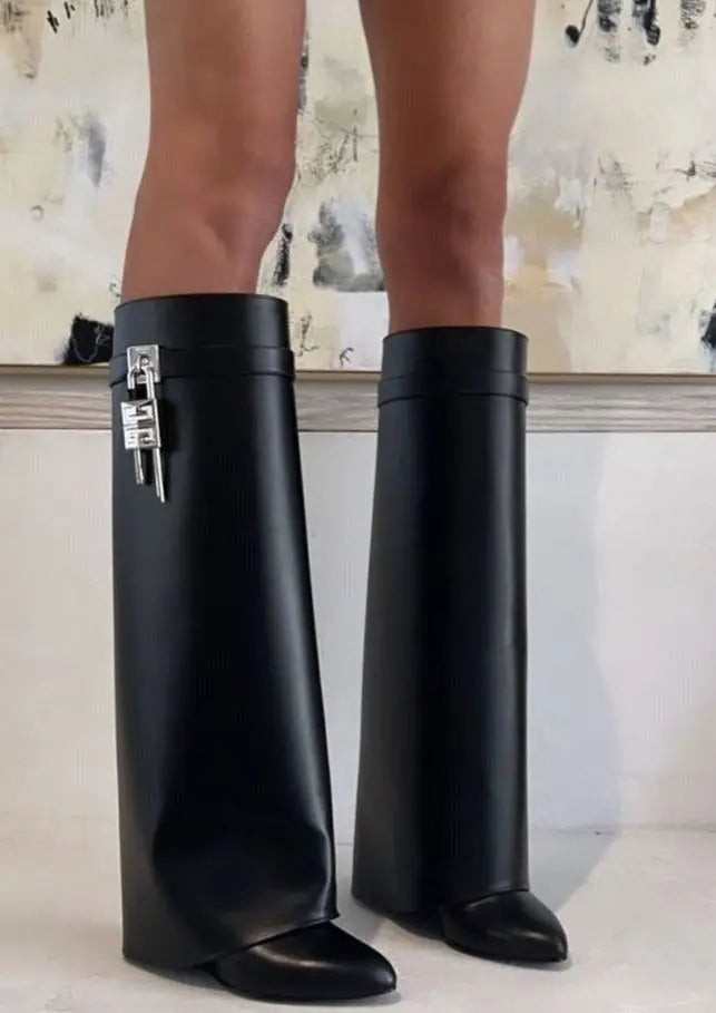 Trendy Rain Boots with Lock Detail - Bold and Fashionable