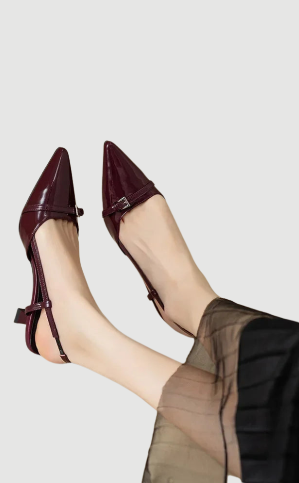 Kira | Patent Leather Sandals with Mid Height Heel