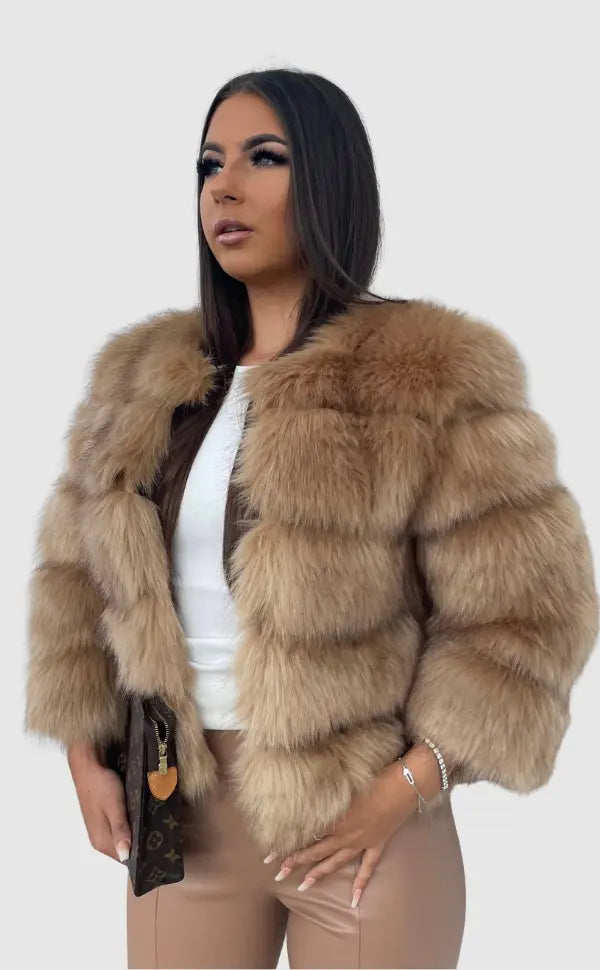 Women’s Faux Fur Jacket – Luxury Winter Coat Thick & Warm