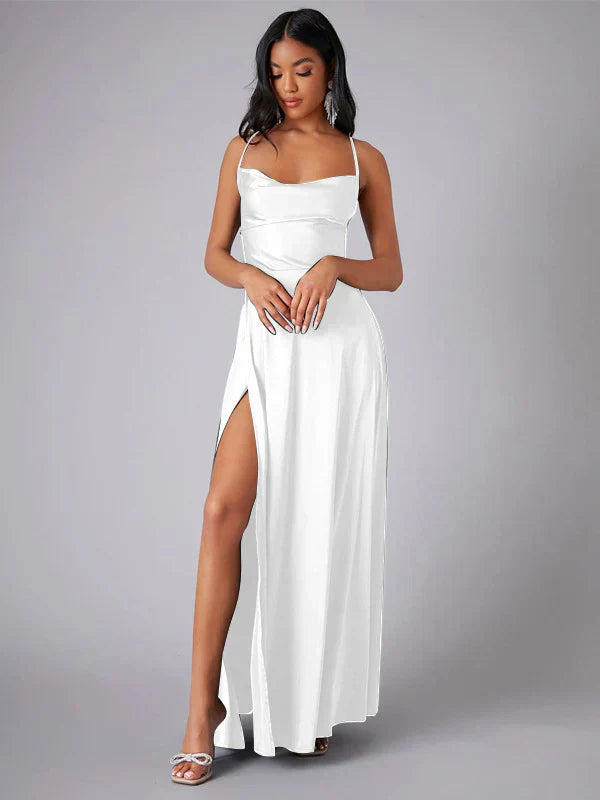Champagne Satin Slip Maxi Dress