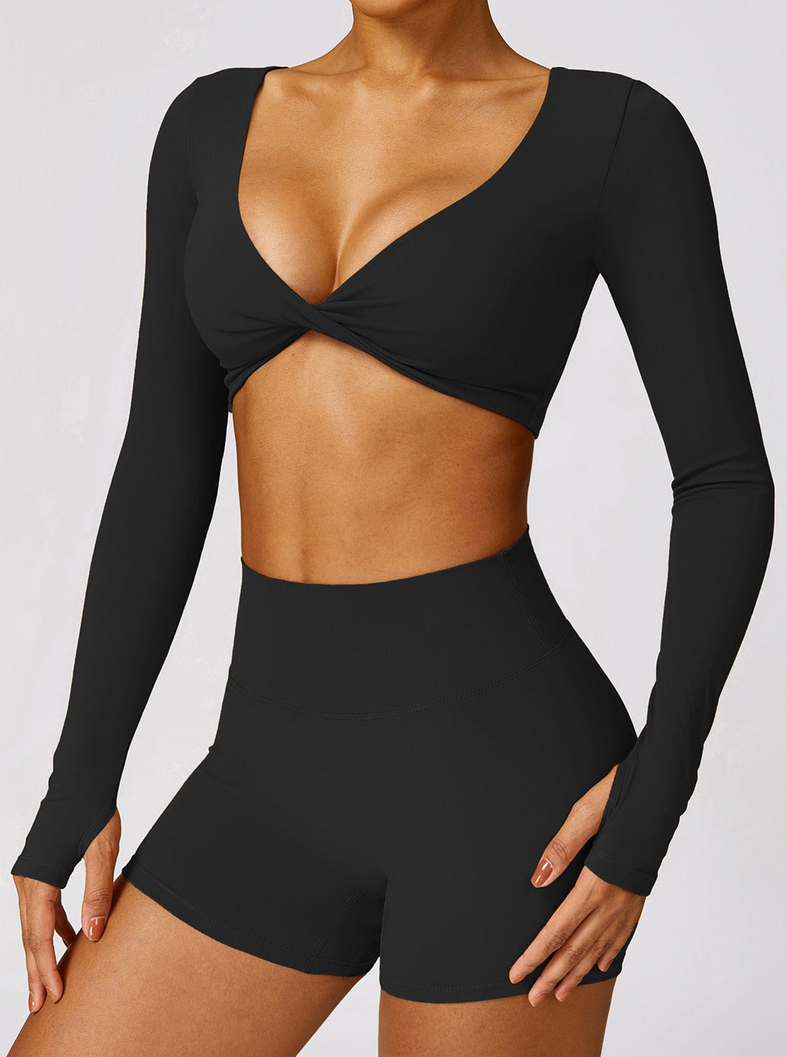 Livia | Long Sleeve Crop Top with Twist Detail