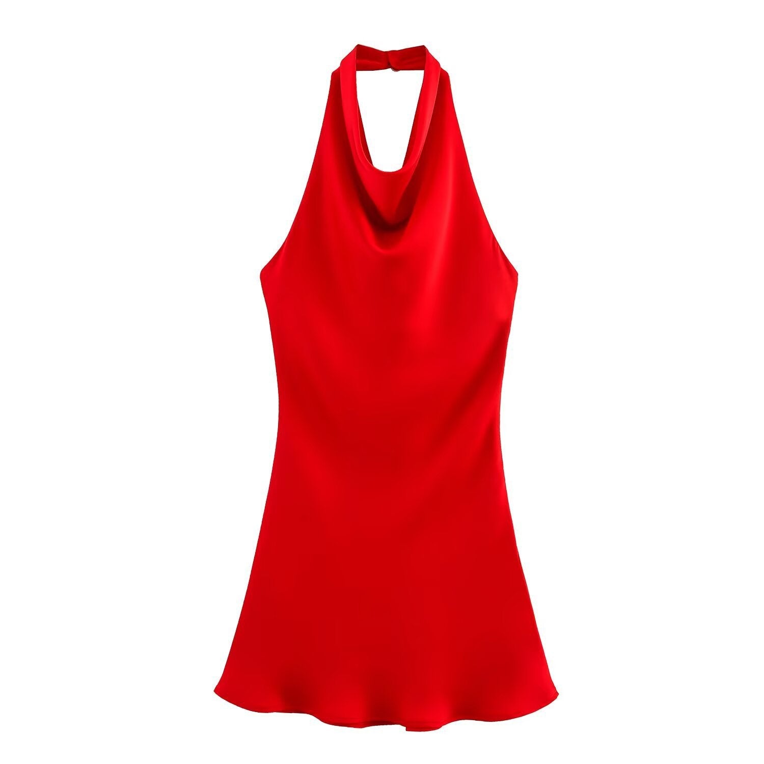 Scarlet Halter Satin Mini Dress