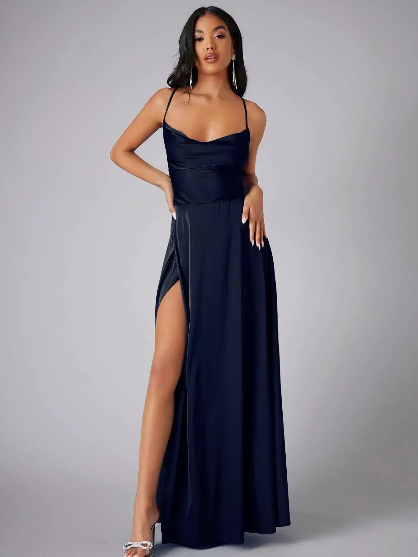 Champagne Satin Slip Maxi Dress