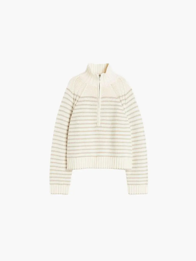 Cozy Striped Half-Zip Knit Sweater