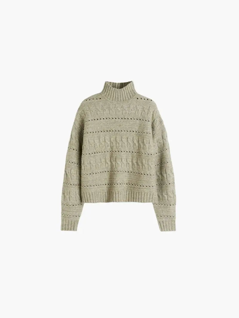 Cable Knit Mock-Neck Sweater