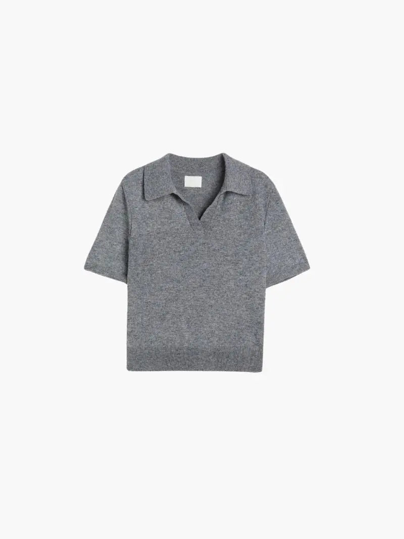 Classic Grey Knit Polo Top