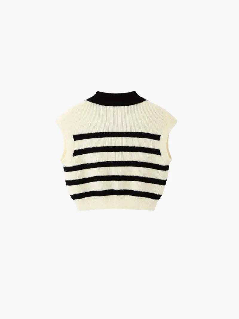 Striped Collared Knit Vest