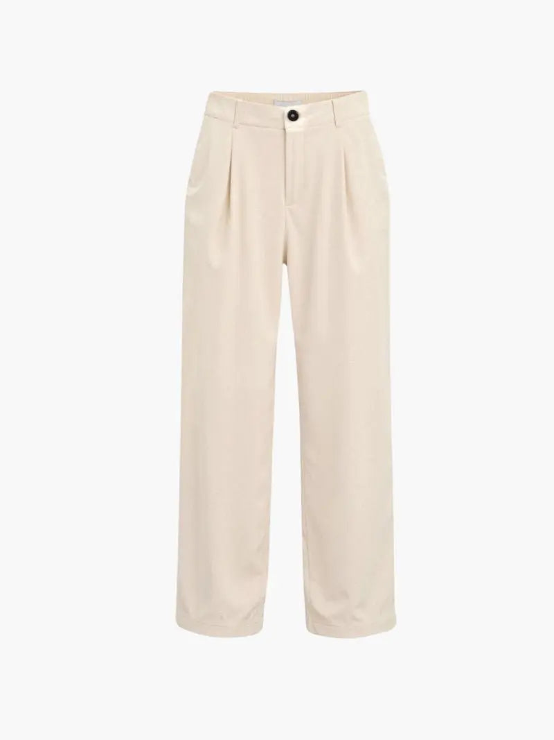 Elegant Tailored Pleat Trousers in Beige