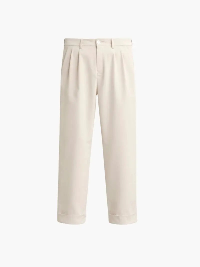 Tailored Cropped Trousers in Soft Beige