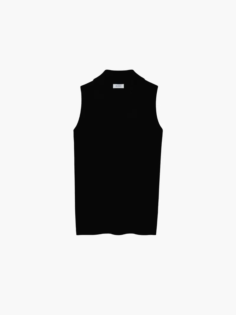 Ribbed Sleeveless Polo Top