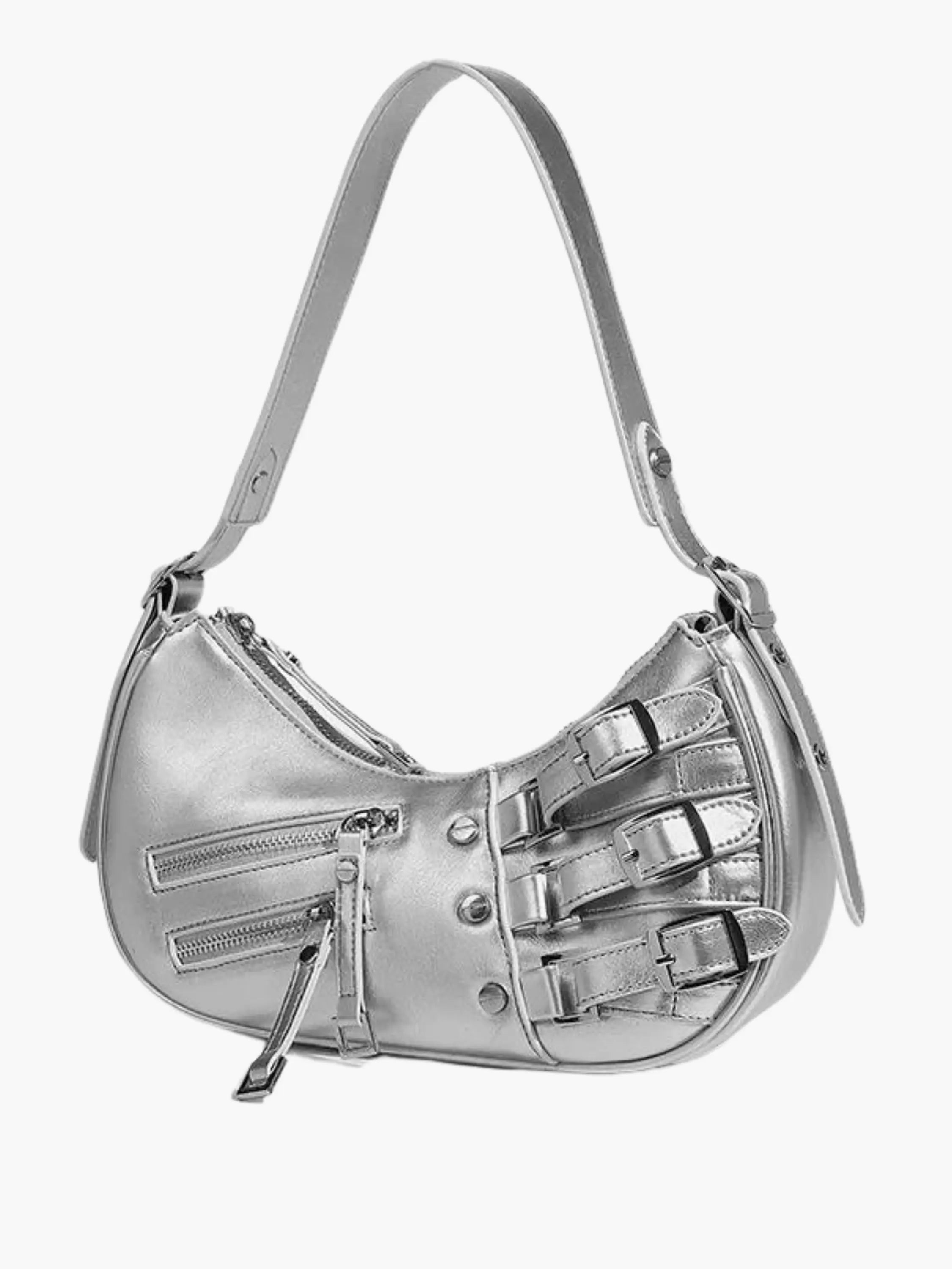 Trendy Shoulder Bag - with Buckle Straps