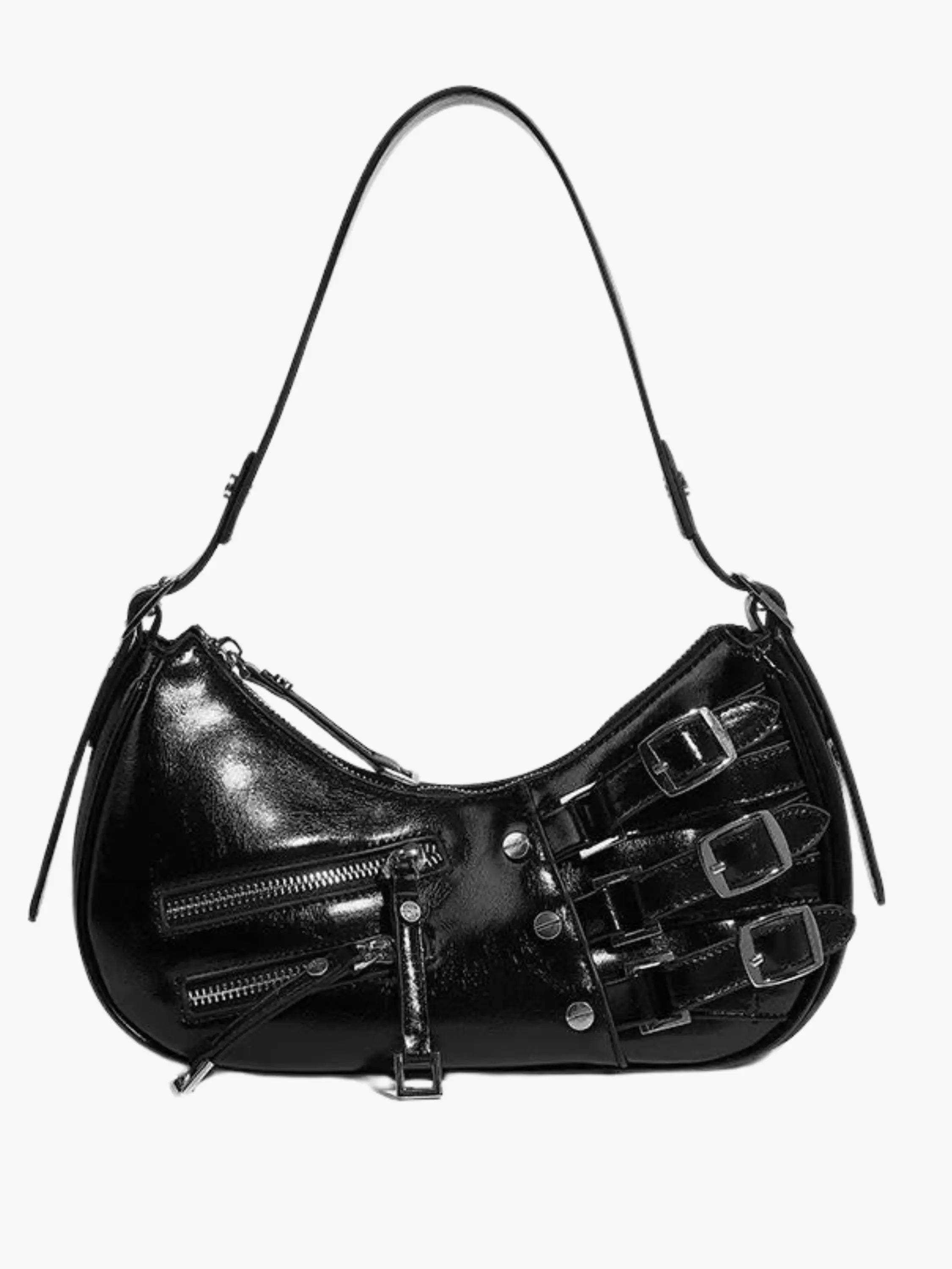 Trendy Shoulder Bag - with Buckle Straps