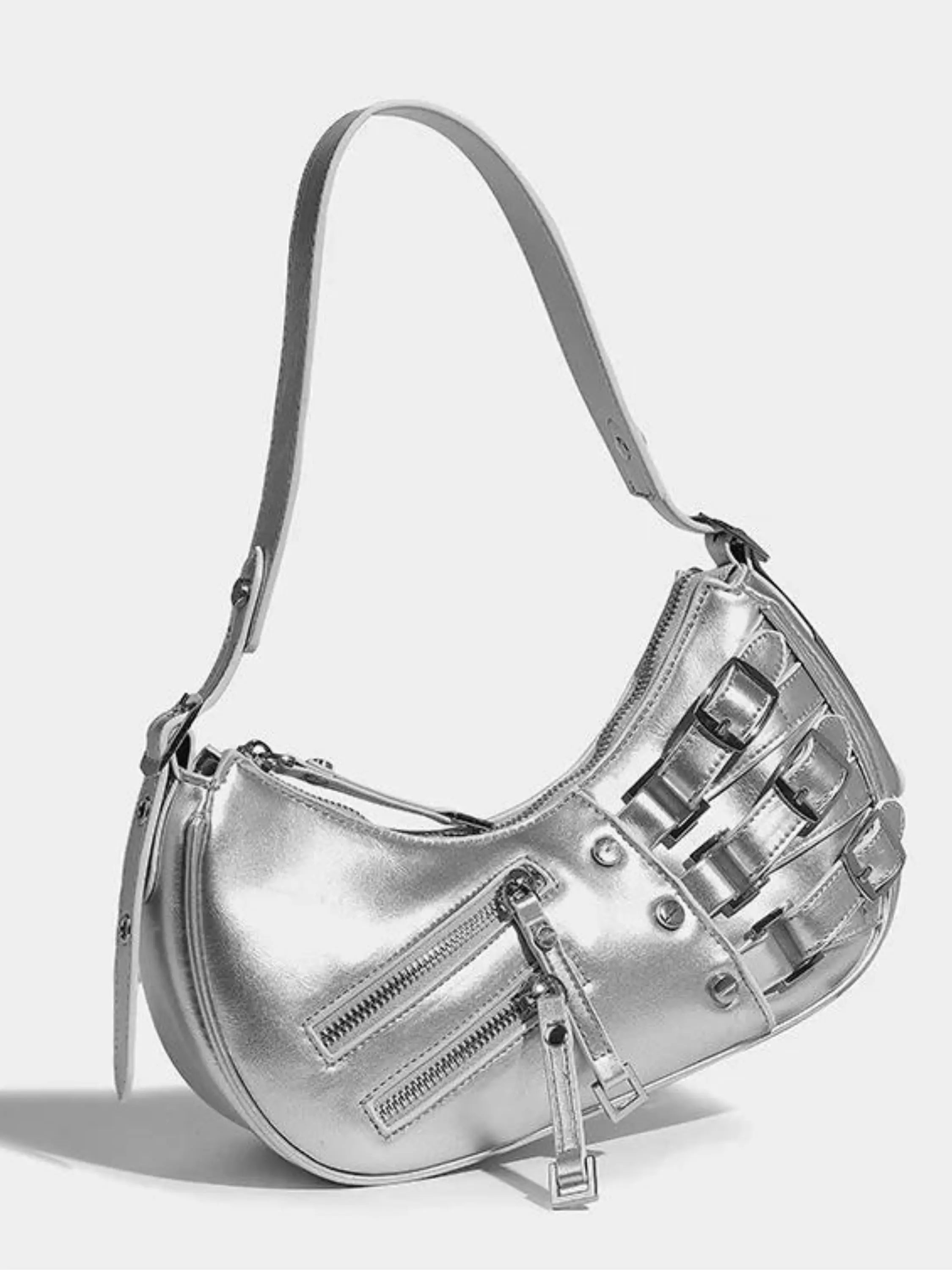 Trendy Shoulder Bag - with Buckle Straps