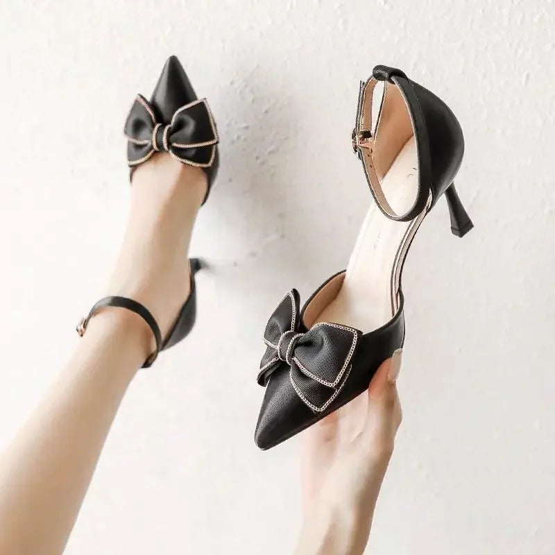 Erich | Pointed Strap Heels with Bow Detail