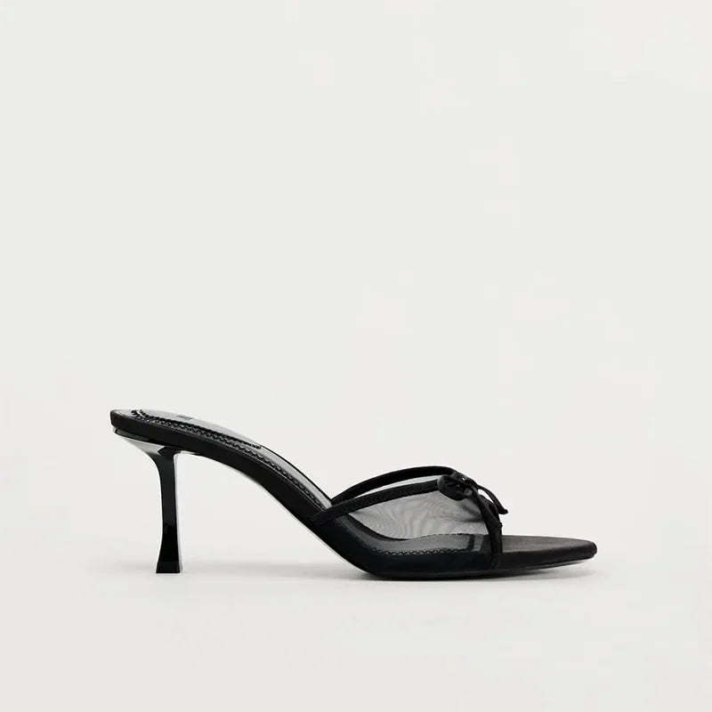 Sabine Mid Height Black Heels
