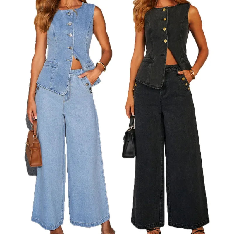 Luxe Denim Tailored Co-Ord Set