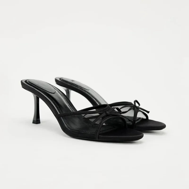 Sabine Mid Height Black Heels