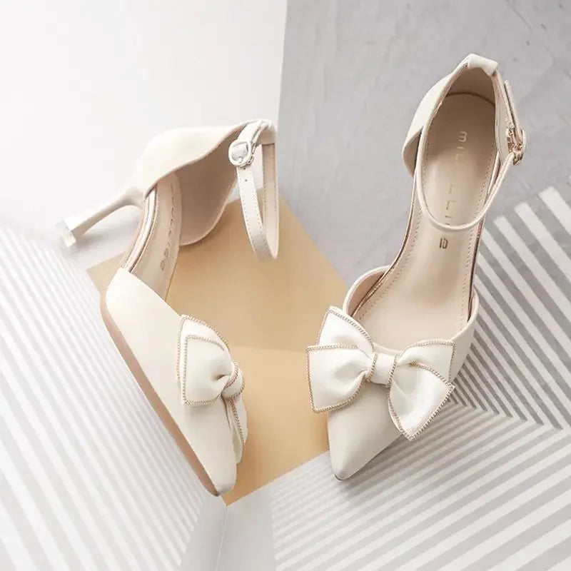 Erich | Pointed Strap Heels with Bow Detail