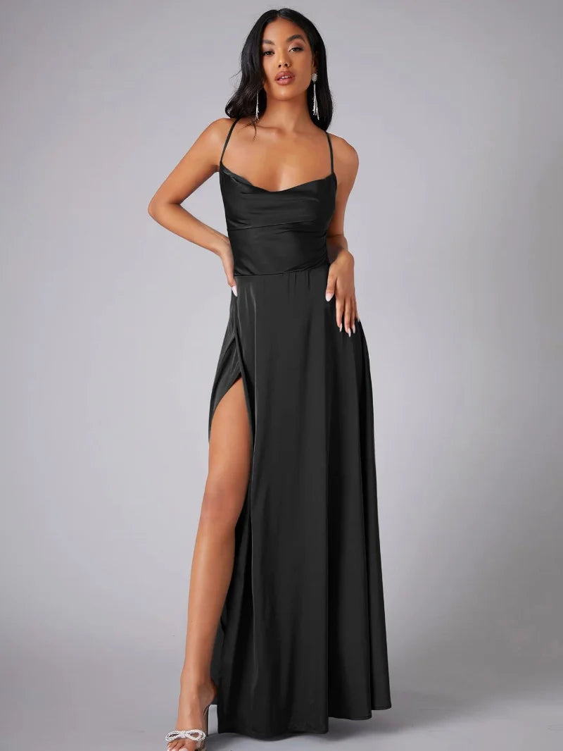 Champagne Satin Slip Maxi Dress