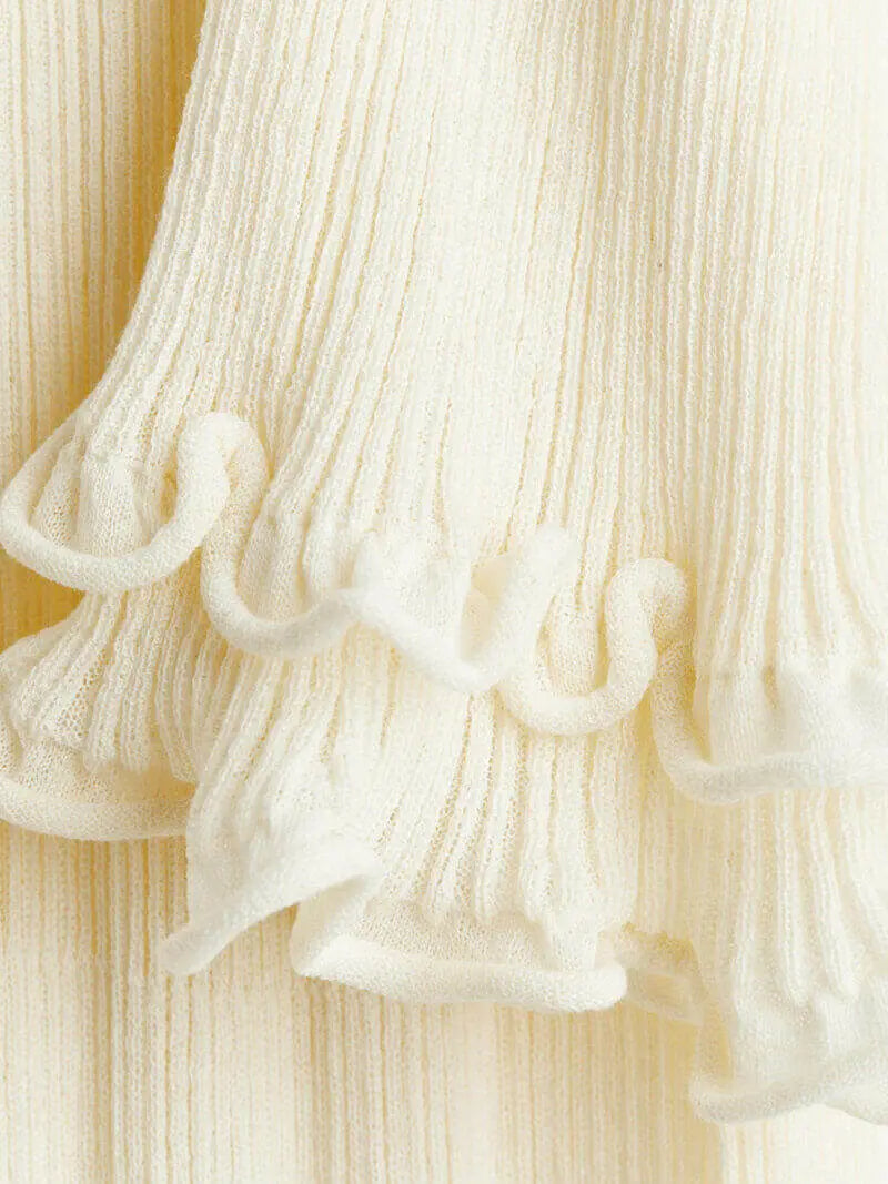 Ruffle Sleeve Ribbed Maxi Dress