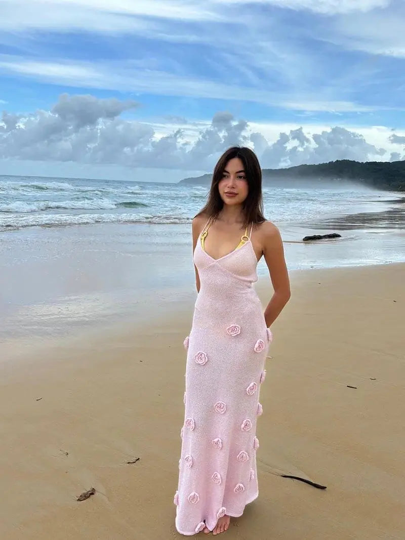 Strappy Floral Embellished Maxi Dress