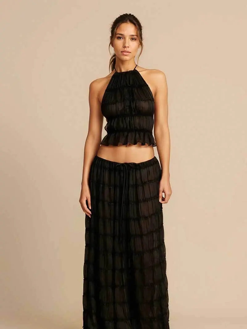 Two-Piece Halter Neck Maxi Dress Set