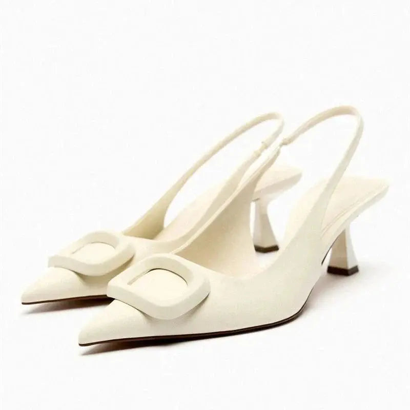 Luca | White Gala Pumps with Heel