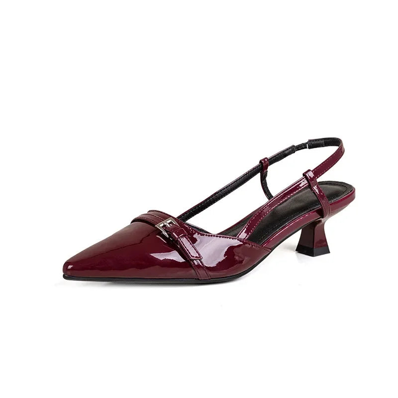 Silke Patent Leather Sandals with Mid Heel
