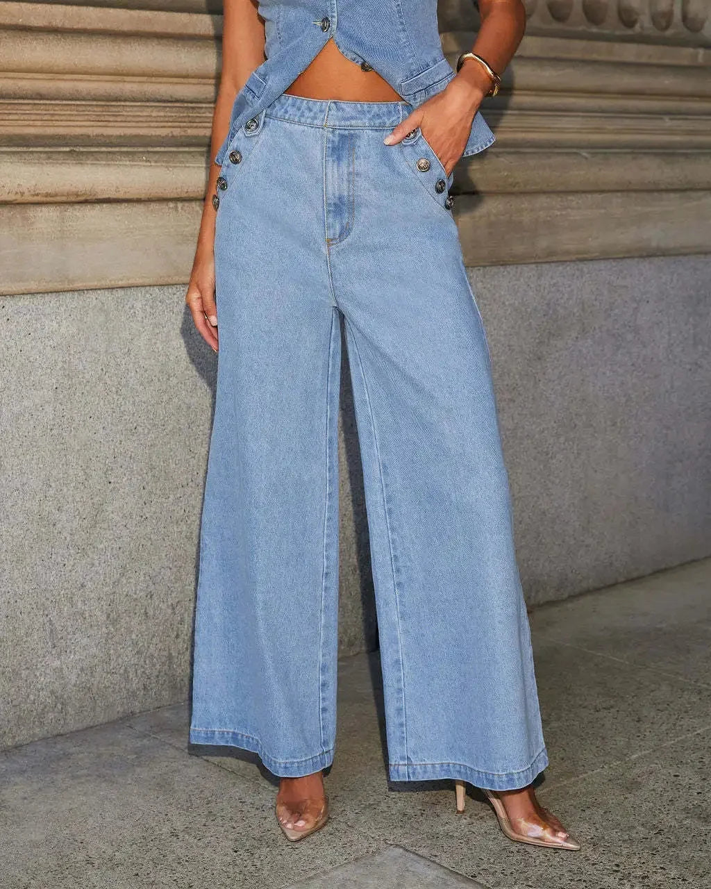 Luxe Denim Tailored Co-Ord Set