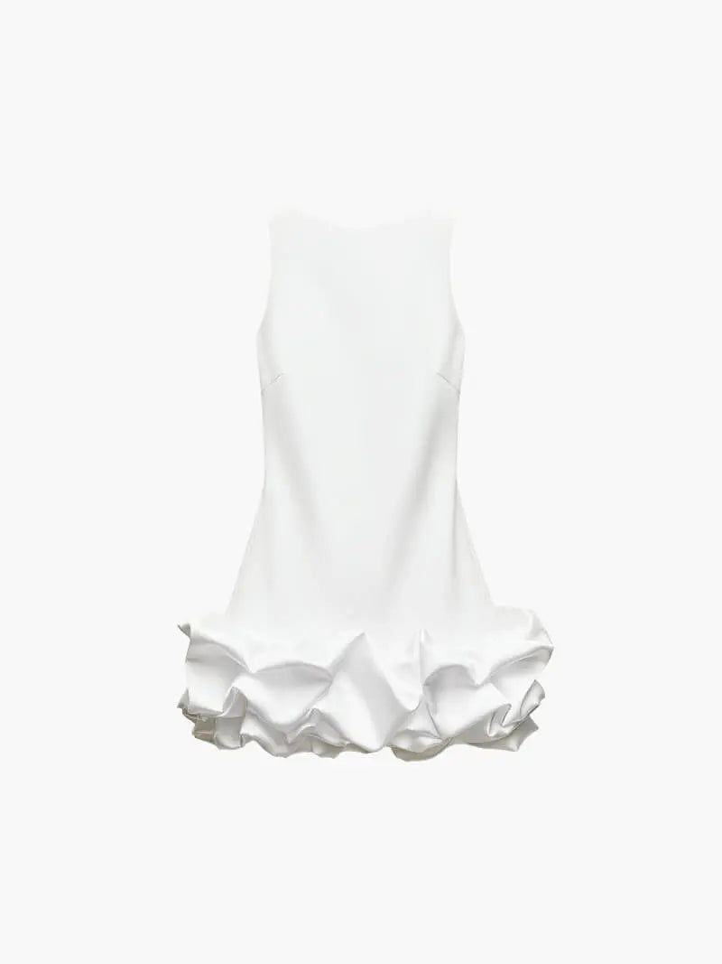 Elegant Sleeveless Mini Dress with Dramatic Ruffled Hem