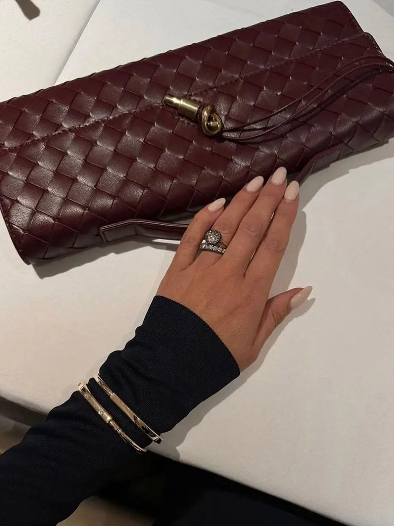 Black Woven Leather Shoulder Bag