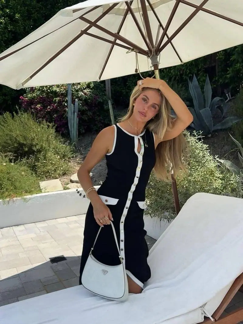 Button-Up Ribbed Maxi Dress