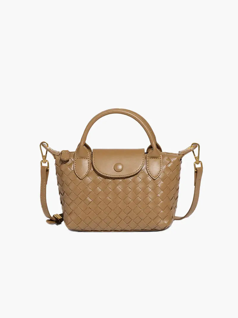 Compact Woven Faux Leather Handbag – Versatile Elegance