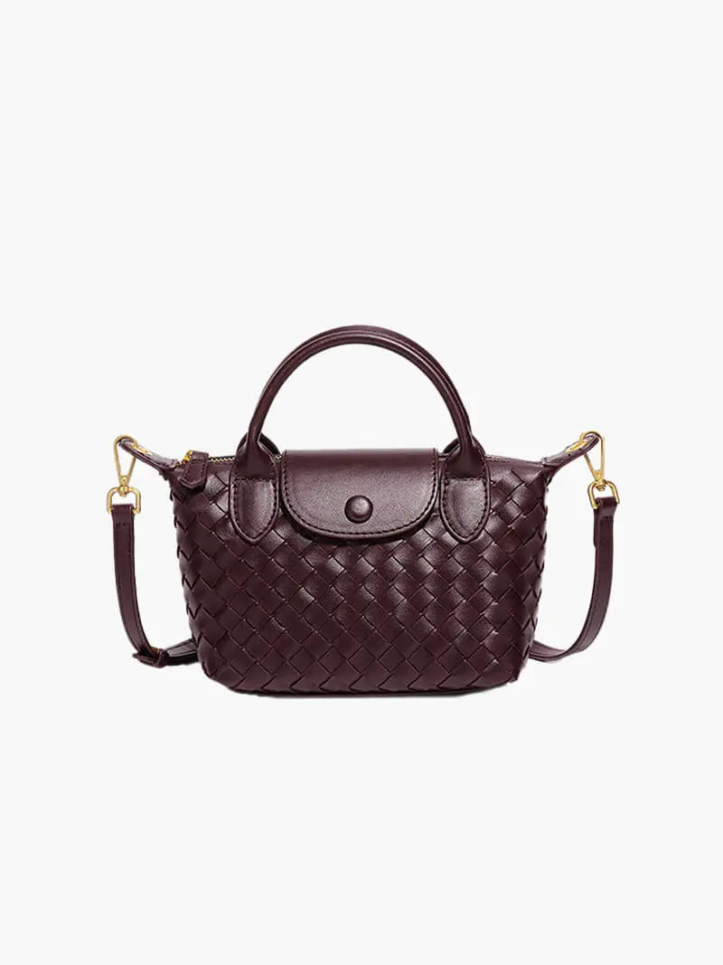 Compact Woven Faux Leather Handbag – Versatile Elegance