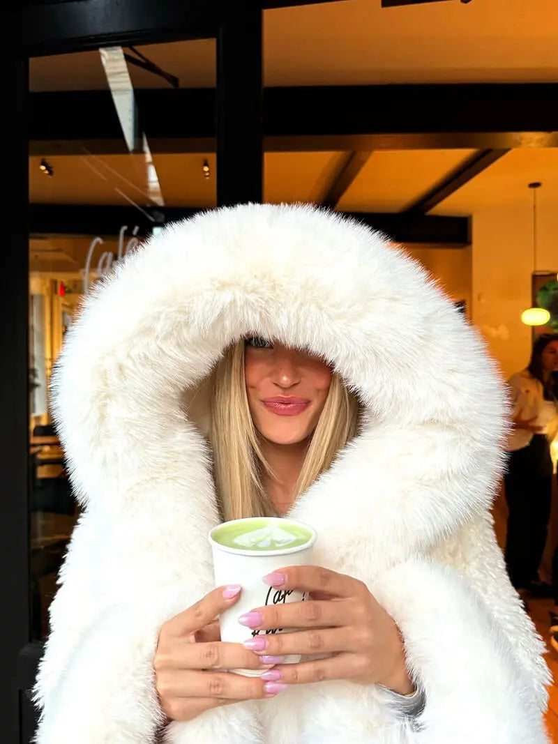 Plush Hooded Faux Fur Jacket